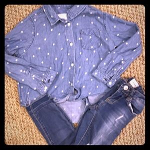 Rails tie front button down